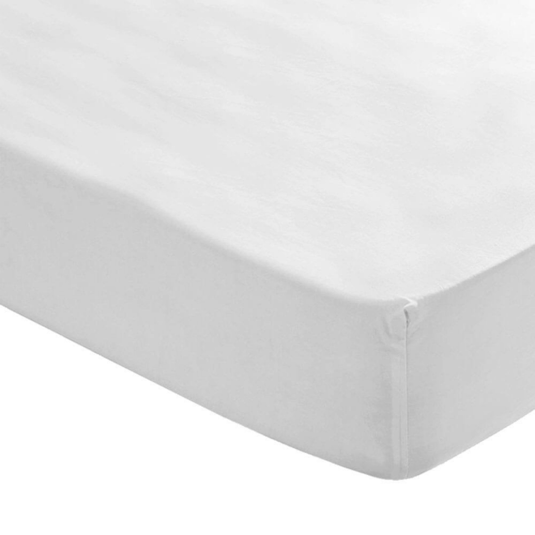 S&aacute;bana Bajera Ajustable Blanca 100% Algod&oacute;n con 180 hilos